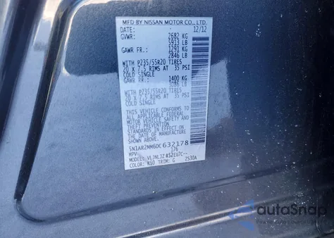 2013 Nissan Pathfinder S z USA, uszkodzony, nr VIN 5N1AR2MM6DC632178